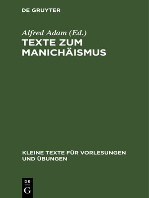 cover image of Texte zum Manichäismus
